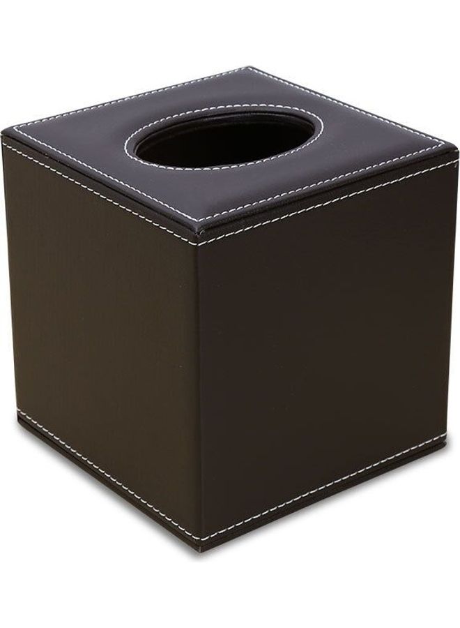علبة مناديل من الجلد بني غامق 13 x 13سم - Image 1